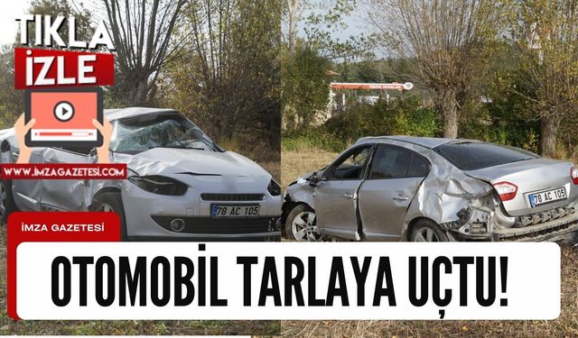 Yoldan çıkan otomobil tarlaya uçtu!