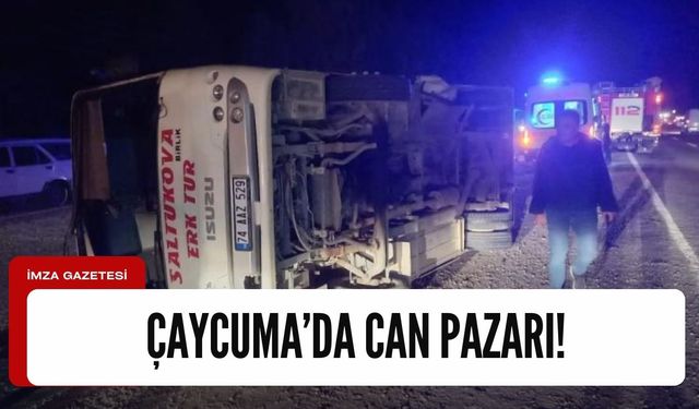 Çaycuma'da işçi servisiyle kamyonetin çarpıştığı kazada çok sayıda yaralı var!