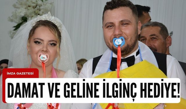 Düğünde damada ve geline emzik, ayva hediyesi...