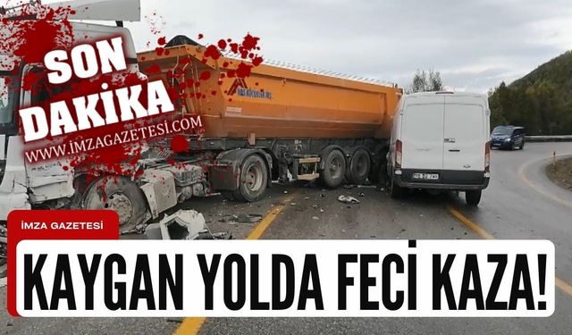 Kaygan yolda feci kaza!