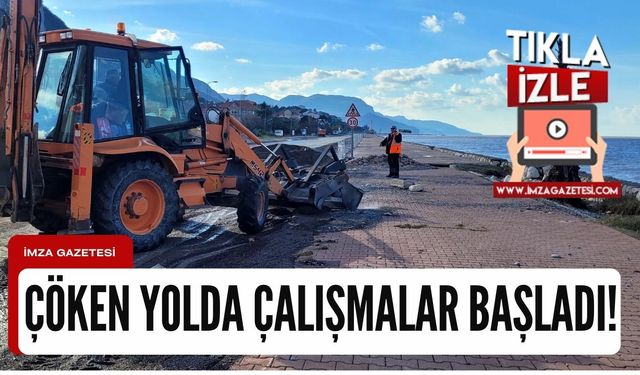 Selde çöken yolda çalışmalar başladı!