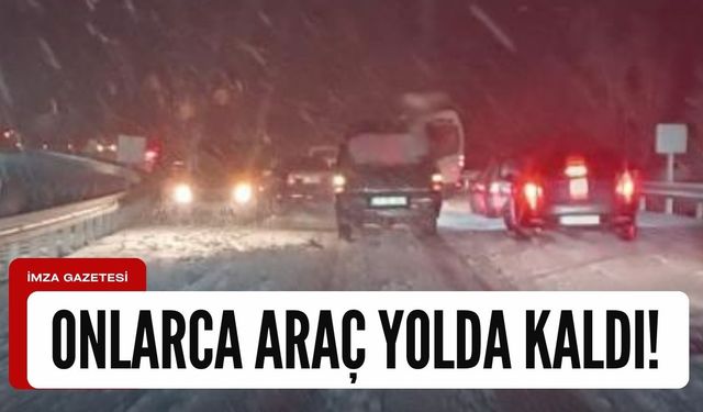 Kar yağışı etkisini artırdı onlarca araç yolda kaldı!