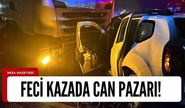 Tır ile otomobil kafa kafaya çarpıştı! Ölüler var...