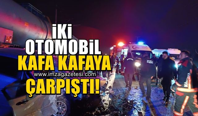 Feci kazada iki otomobil kafa kafaya çarpıştı!