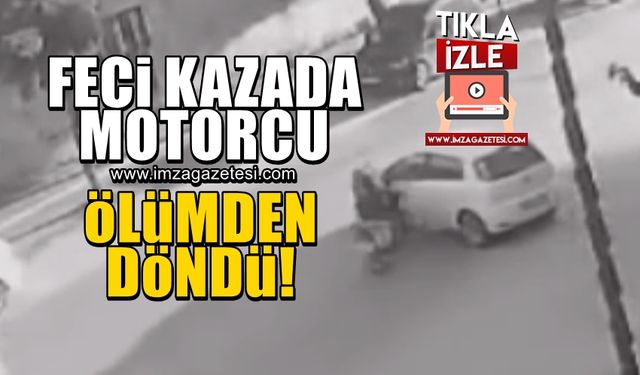 Feci kazada motosiklet sürücüsü yanmaktan son anda kurtuldu!