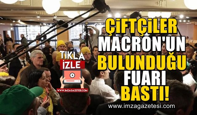 Fransız çiftçiler, Emmanuel Macron'un katıldığı fuarı bastı