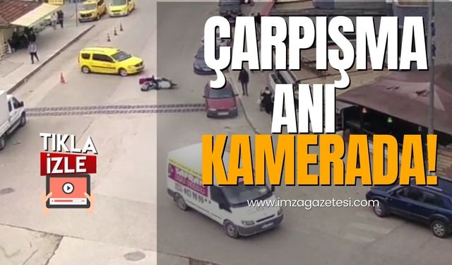 Motosiklet taksiyle çarpıştı! Kaza kameralara yansıdı