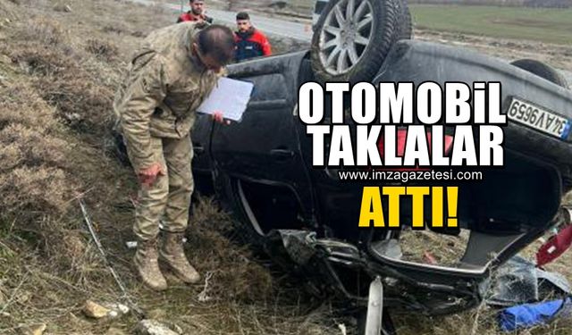 Kontrolden çıkan otomobil takla attı!