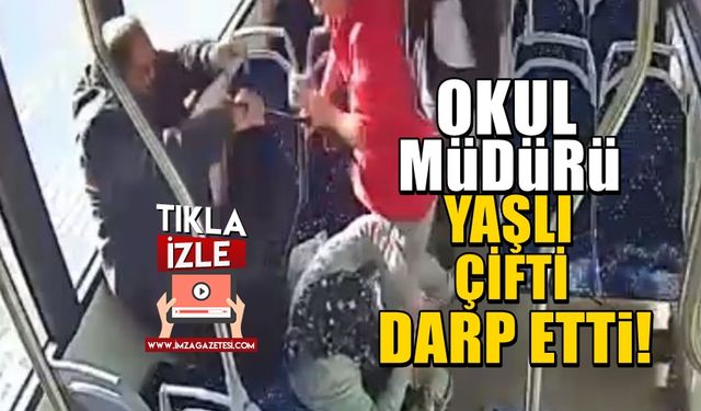 Okul müdürünün yaşlı çifti darp ettiği anlar böyle görüntülendi