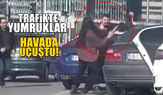 Trafikte yumruklar havada uçuştu!