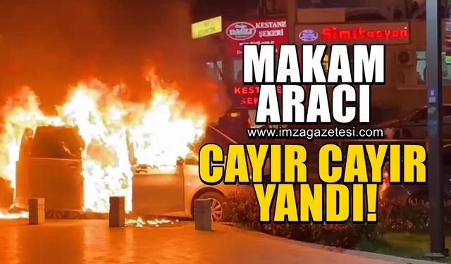 Belediye başkan adayının makam aracı cayır cayır yandı!