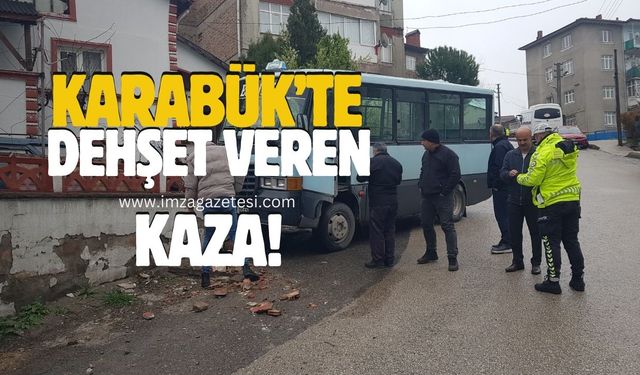 Karabük'te dehşet veren kaza! Minibüs bahçe duvarına çarptı!