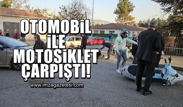 Motosiklet ile otomobil çarpıştı!