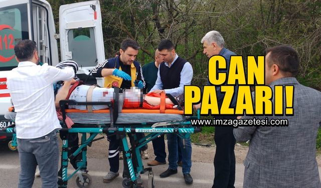 İki aracın kafa kafaya çarpıştığı kazada can pazarı yaşandı