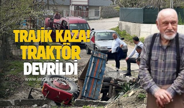 Zonguldak'ta trajik kaza! Traktör çeşmesinin üstüne devrildi!