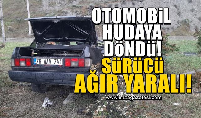 Direğe çarpan otomobil hurdaya dönerken, sürücü ağır yaralandı!