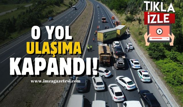 Tır devrildi, yol kapandı! O yolu kullanmayın