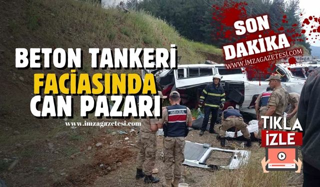 Beton tankeri faciası! Minibüsü biçti, geçti