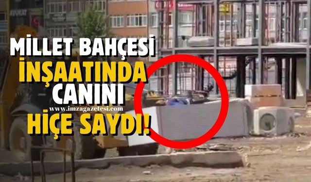 Millet Bahçesi inşaat alanında canını hiçe saydı!