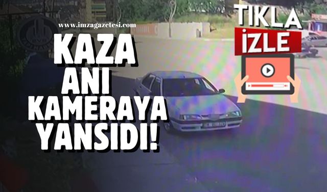 Otomobil ile motosikletin çarpıştığı kaza anı kamerada!