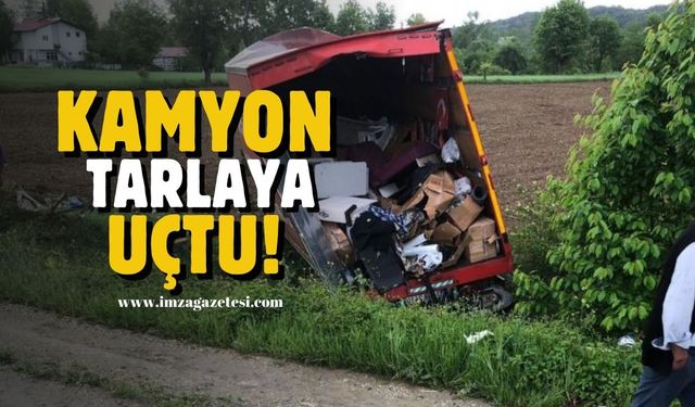 Kastamonu'da kamyon tarlaya uçtu!