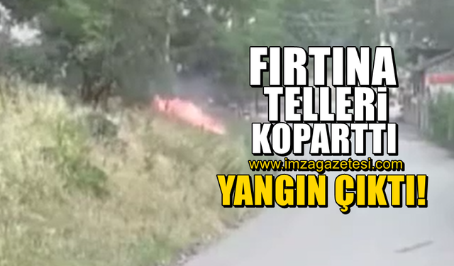 Fırtına elektrik tellerini koparttı yangın çıktı!