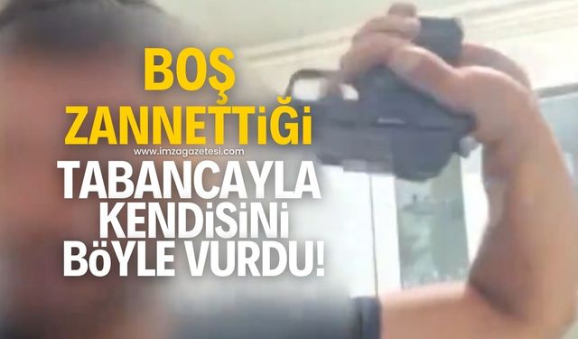 Boş zannettiği tabancayla kendisini böyle vurdu!