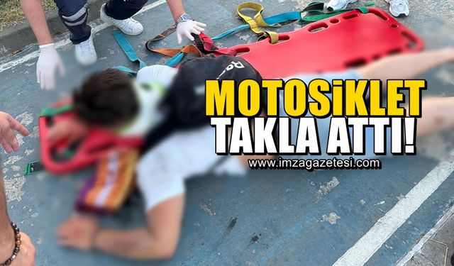 Çaycuma'da feci kaza! Motosikletle takla attı