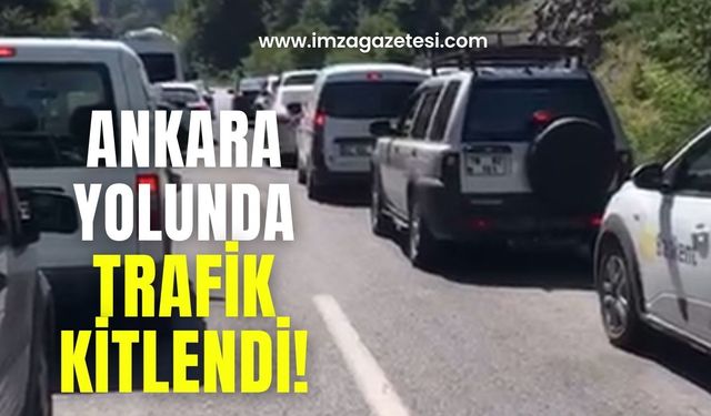 Ankara yolunda çalışma! Trafik kitlendi