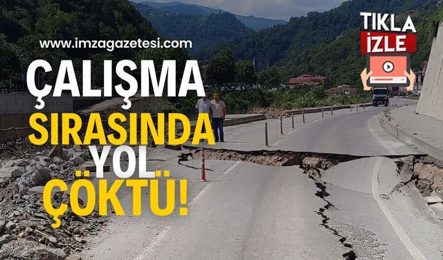 Islah çalışması sırasında yol çöktü!