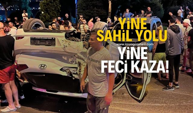 Kozlu sahil yolunda feci kaza! Ekipler sevk edildi