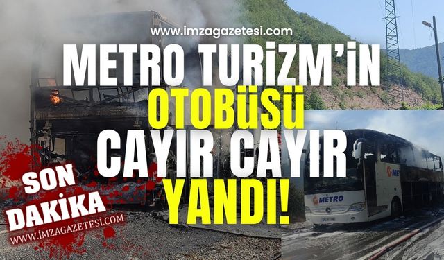 Metro Turizm Yolcu Otobüsü Cayır Cayır Yandı!