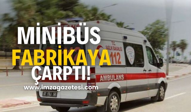 Minibüs Fabrika Kapısına Çarparak Devrildi!