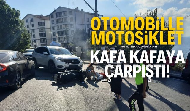 Otomobille motosiklet kafa kafaya çarpıştı!