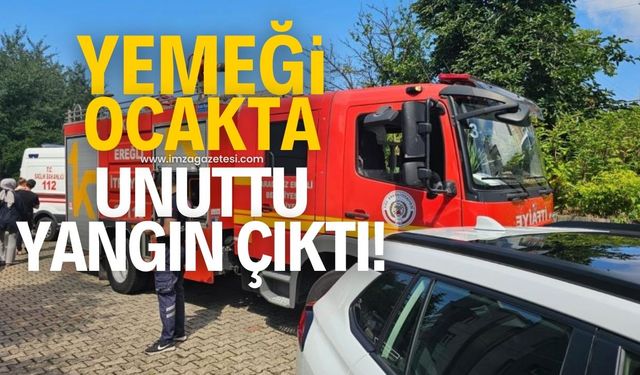 Yemeği ocakta unuttu yangın çıktı!