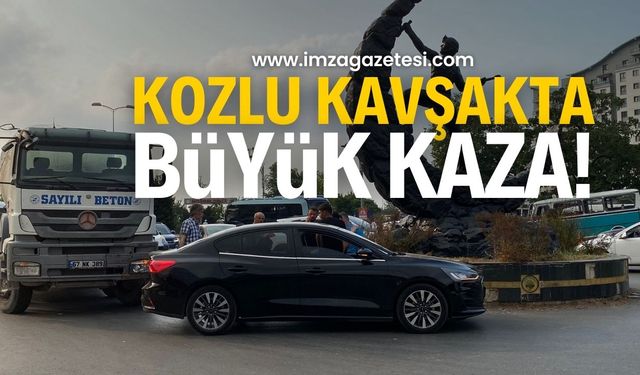 Zonguldak Kozlu İlçesinde Kavşakta Kaza: Beton aracı, arabaya çarptı