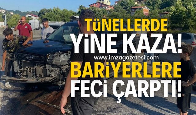 Zonguldak'ın Teoman Duralı Tünelleri'nde Kaza: Sürücü bariyerlere çarptı