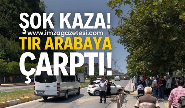 Zonguldak'ta Trafik Kazası: Milli Egemenlik Caddesi'nde Tır Otomobile Çarptı