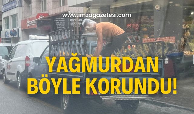 Yağmurdan böyle korundu! O anlar ilgi odağı oldu