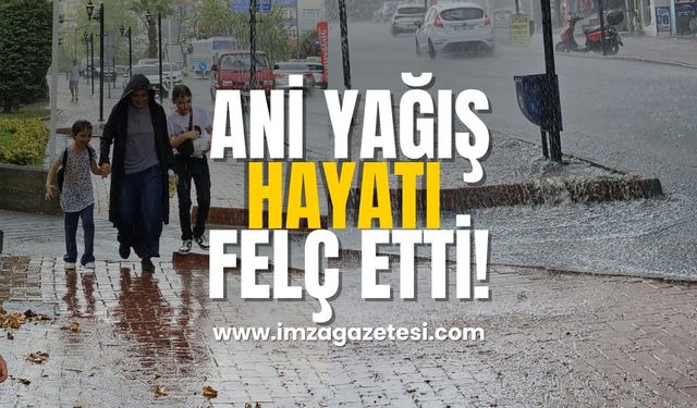 Ani yağış kısa süreliğine hayatı felç etti