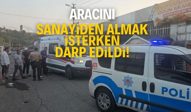 Aracını sanayiden almak isterken darp edildi!