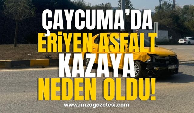 Çaycuma'da Sıcak Asfalt Kazaya Neden Oldu!