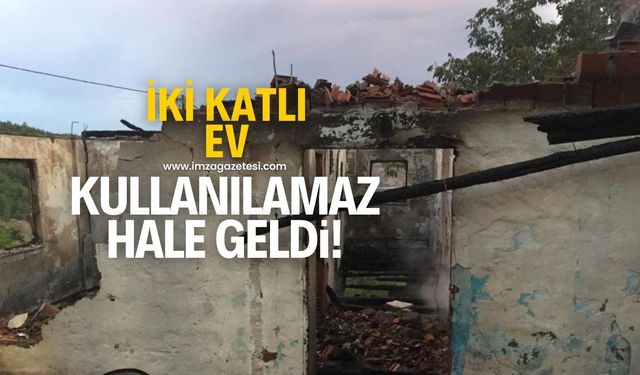 İki katlı ev yangında kullanılamaz hale geldi!