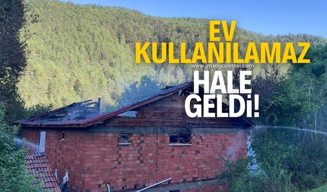 İki katlı ev yangında kullanılamaz hale geldi!