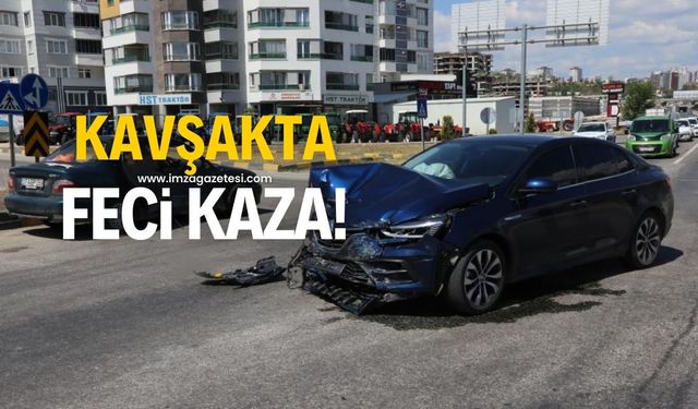 Kavşakta meydana gelen kazada yaralılar var!