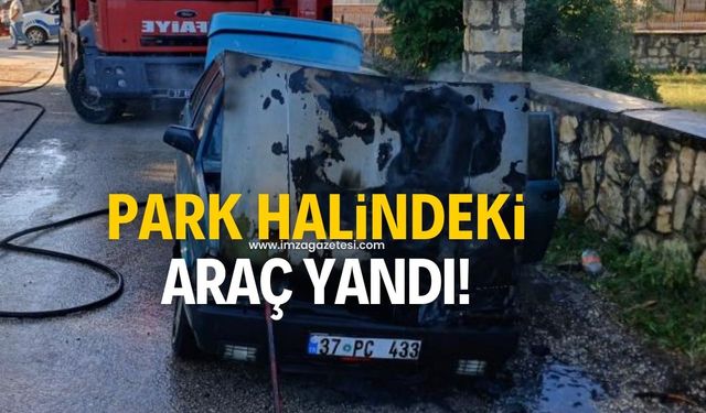 Park halindeki araç alevlere teslim oldu!