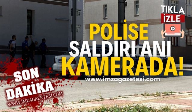 Polis memurlarına saldırı anı kameraya yandı!