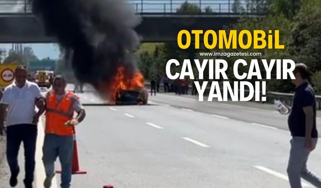 Seyir halindeki Honda markalı otomobil alev alev yandı!