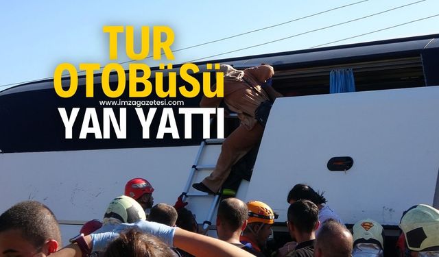 Tur otobüsü yan yattı! 43 kişi için operasyon yapıldı...