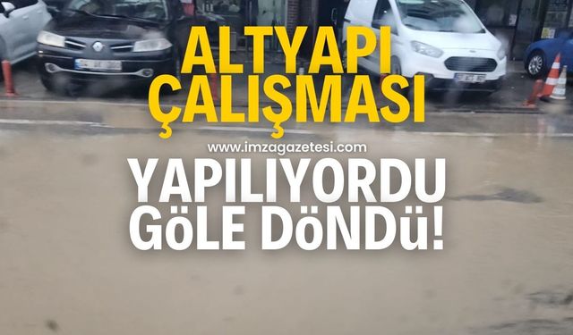 Altyapı çalışması yapılıyordu! Yollar göle döndü